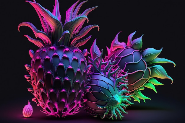 Dragonrfruit néon image haute résolution Ai art généré