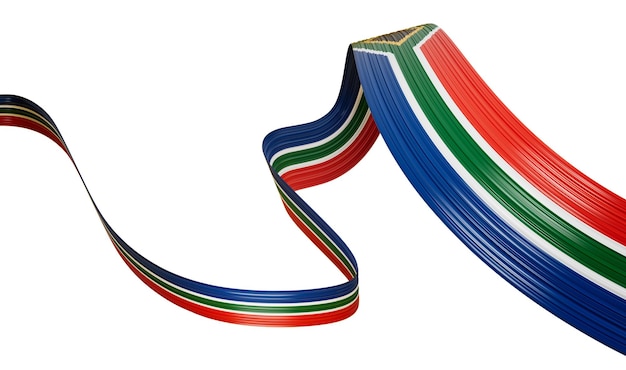 Drapeau 3d de l'Afrique du Sud 3d Drapeau de ruban ondulé brillant de l'Afrique du Sud sur fond blanc Illustration 3d