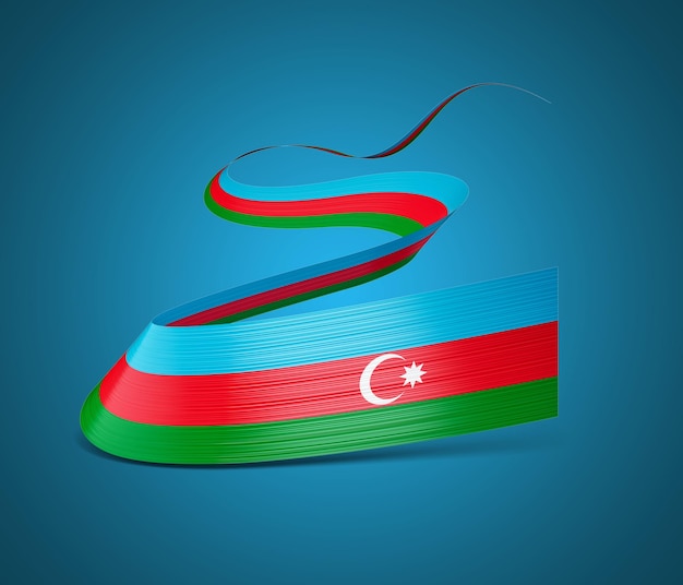 Photo drapeau 3d de l'azerbaïdjan 3d agitant le drapeau de ruban de l'azerbaïdjan isolé sur fond bleu illustration 3d