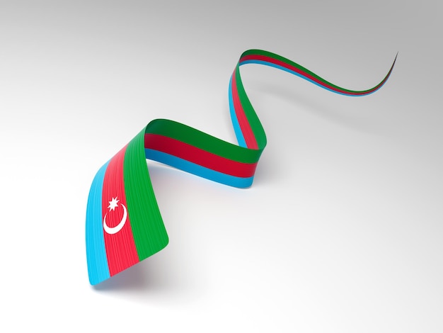 Drapeau 3d de l'Azerbaïdjan Ruban d'Azerbaïdjan brillant ondulé 3d isolé sur fond blanc Illustration 3d