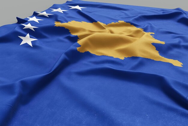 Photo un drapeau 3d avec le drapeau du kosovo dessus