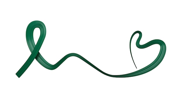 Drapeau 3d du Bangladesh Ruban de sensibilisation ondulé vert en forme de coeur sur fond blanc Illustration 3d