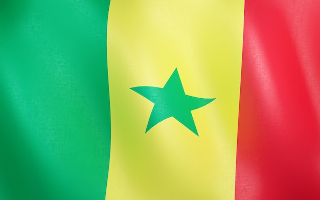 Drapeau 3D du Sénégal.