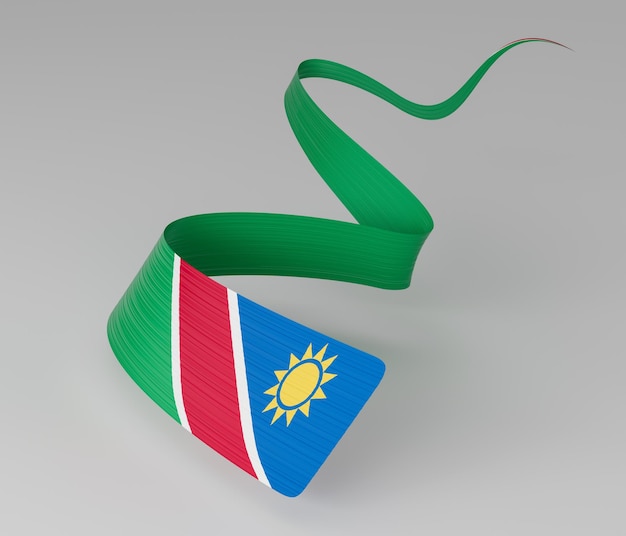 Drapeau 3d de la Namibie Pays 3d Waving Ribbon Drapeau de la Namibie sur fond gris Illustration 3d