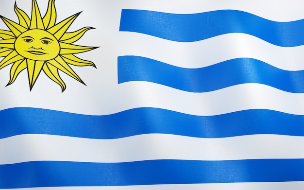 Drapeau 3D de l&#39;Uruguay.