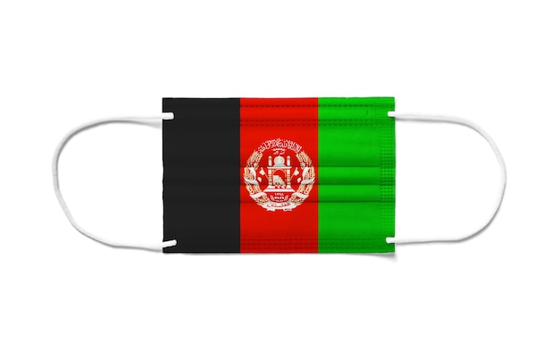 Drapeau de l'Afghanistan sur un masque chirurgical jetable