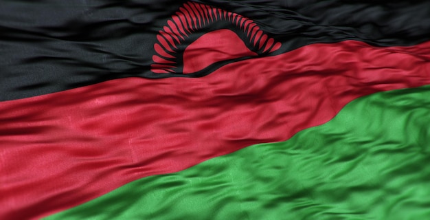 Le drapeau africain du pays du Malawi est ondulé