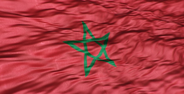 Photo le drapeau africain du pays du maroc est ondulé