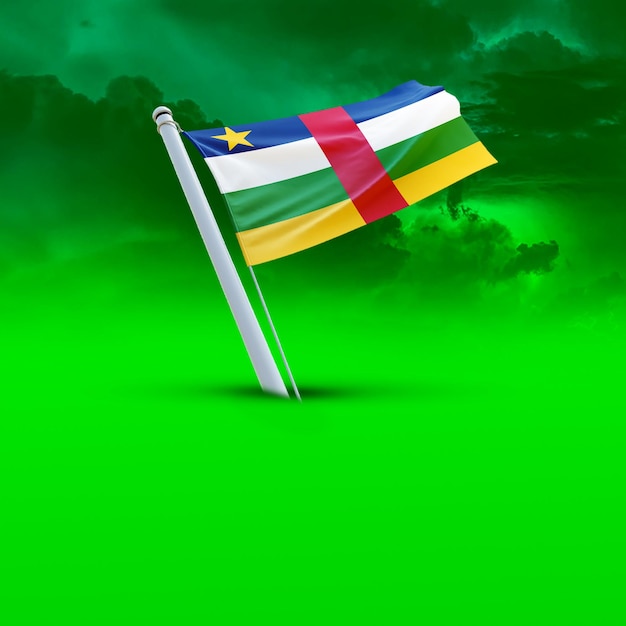 Un drapeau de l'Afrique centrale sur un fond de nuage vert utilisé pour les médias sociaux