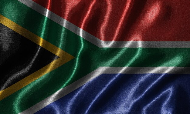 Photo drapeau de l'afrique du sud - drapeau de tissu du pays d'afrique du sud, fond de drapeau ondulant.