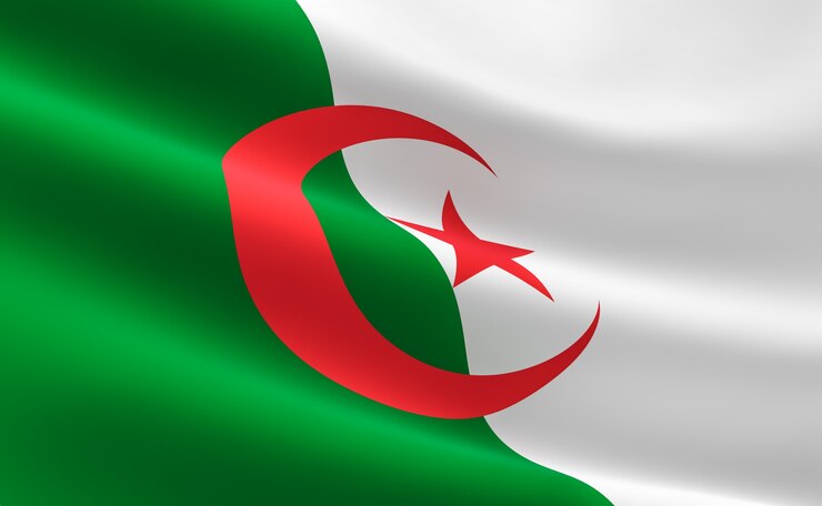 Drapeau de l&#39;Algérie. Illustration du drapeau algérien agitant.