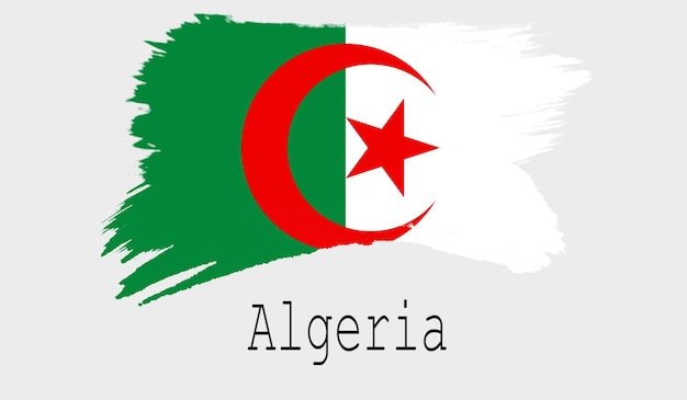Drapeau algérien sur fond blanc