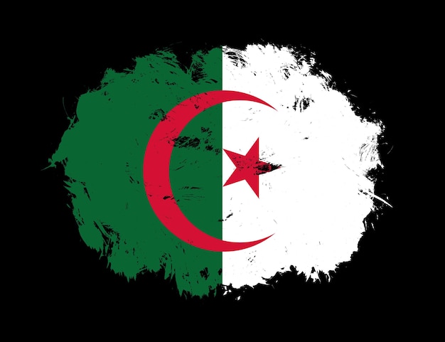 Drapeau algérien peint sur fond de pinceau noir