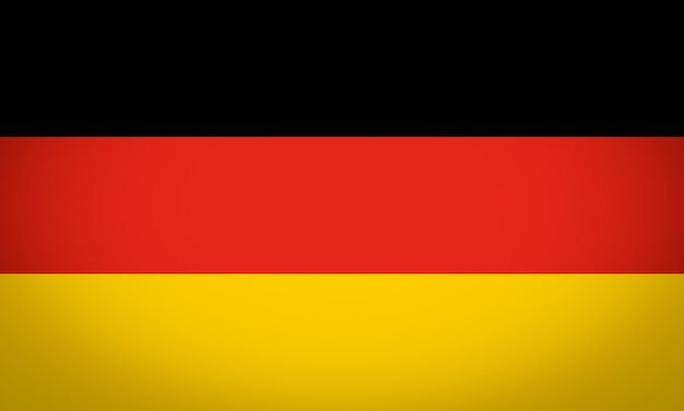 Photo drapeau allemand officiel de l'allemagne aka bundesflagge - proportions : 5:3 - couleurs : noir, rouge 485 c, or 7405 c