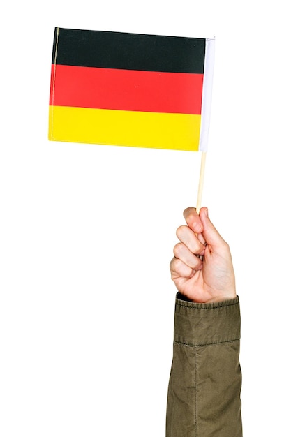 Drapeau allemand png en main autocollant symbole national sur fond transparent