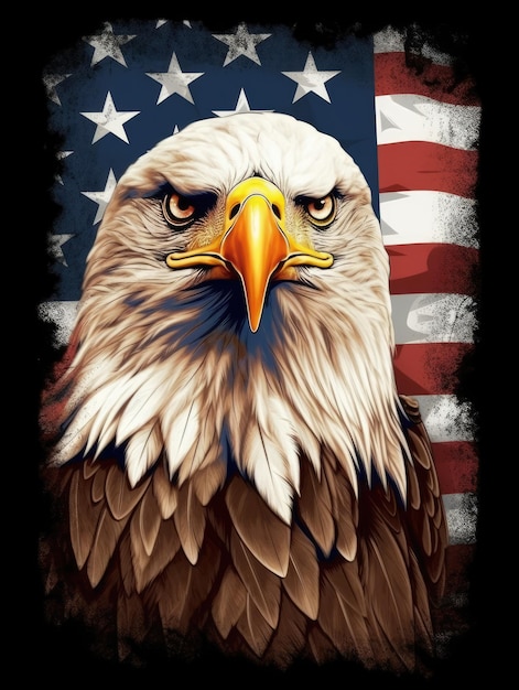 Drapeau américain avec un aigle le symbole national Impression pour T-shirts Generative AI