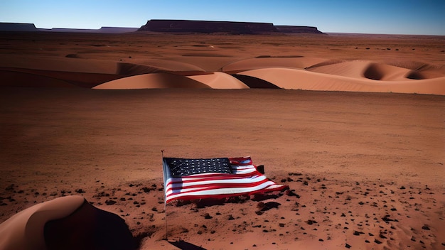 drapeau américain dans le désert