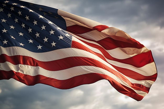 Un drapeau américain flottant au vent