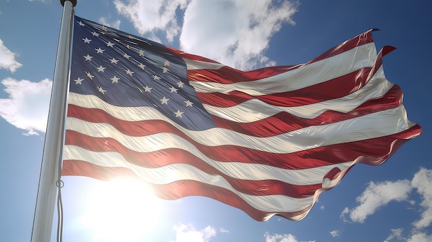 drapeau américain flottant dans le ciel