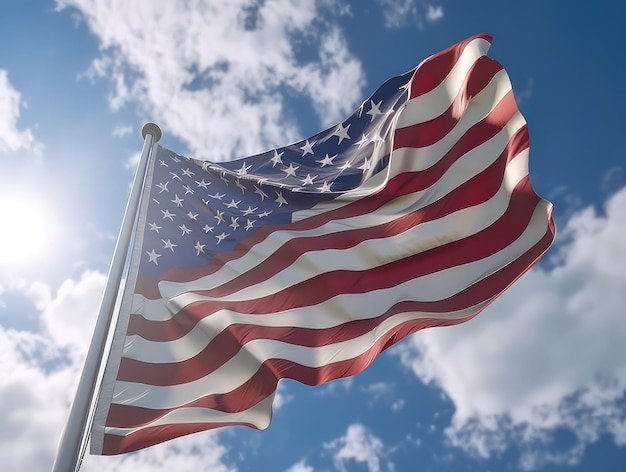 drapeau américain flottant dans le ciel