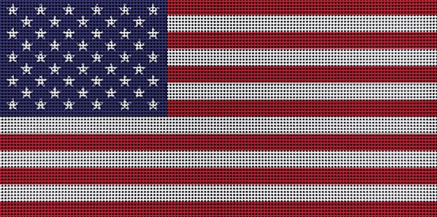 Drapeau américain peint en couleurs sur une plaque de métal brossé