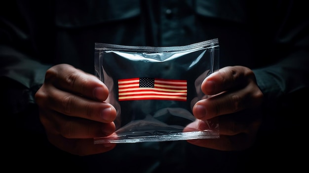 Photo drapeau américain signe de la fête de l'indépendance avec bravoure bravoure force vétérans héros de guerre sauver le monde