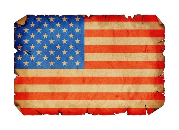 Photo drapeau américain sur un vieux rouleau de papier vintage