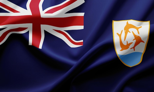 Le drapeau d'Anguilla agité en gros plan