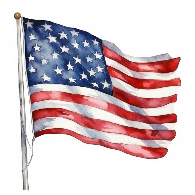 Photo drapeau aquarelle usa isolé