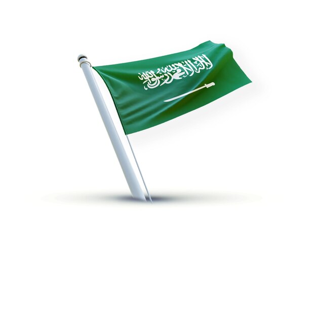 Un drapeau de l'arabie_saoudite sur un fond blanc utilisé pour les médias sociaux