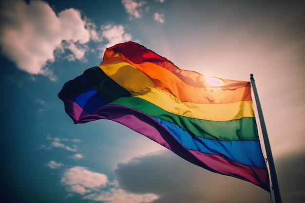 Drapeau arc-en-ciel agitant dans le vent LGBT Pride