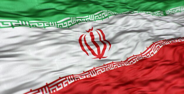 Le drapeau asiatique du pays d'Iran est ondulé