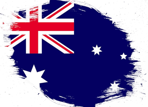 Drapeau australien sur fond de brosse grunge en détresse