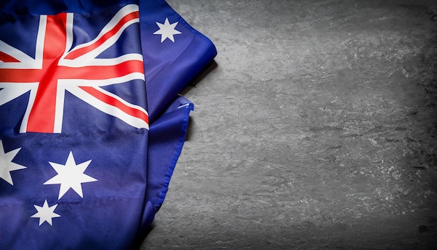 Photo drapeau australien sur un fond de pierre