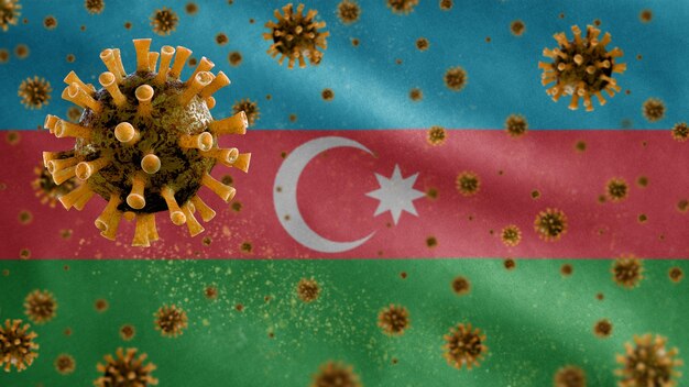 Drapeau azerbaïdjanais et virus du microscope à coronavirus