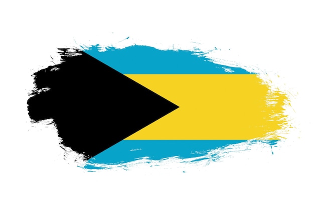 Drapeau des bahamas sur fond de pinceau blanc