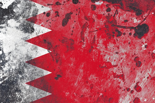 Drapeau de Bahreïn sur fond de texture grunge vieux rayé