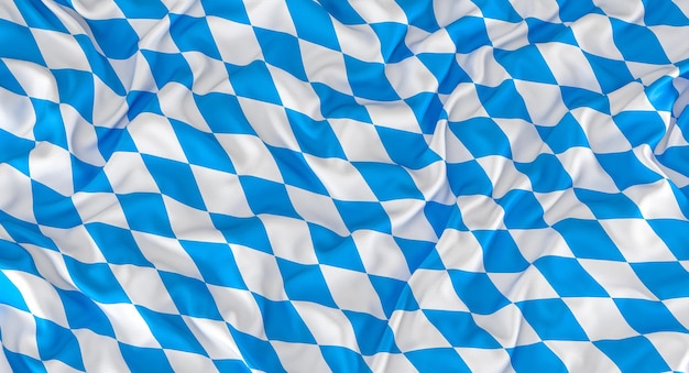 Drapeau bavarois rendu 3d blanc et bleu