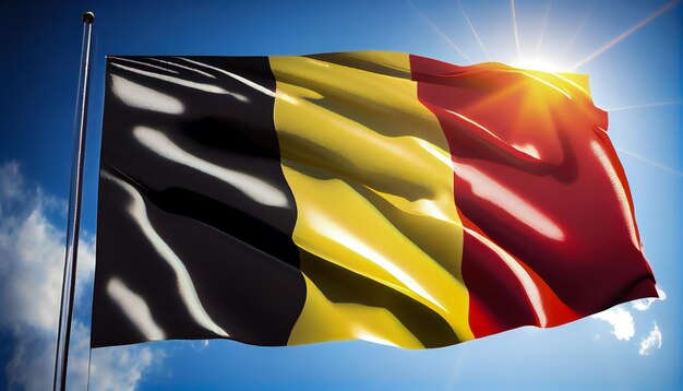 Drapeau belge sur un ciel clair IA générative