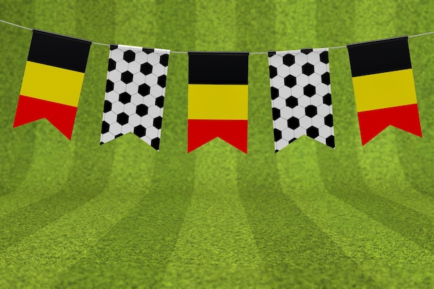 Photo drapeau de la belgique et ballon de football texture drapeau de football bruant rendu 3d
