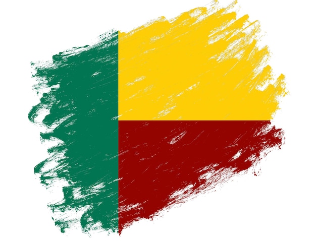 Drapeau bénin peint sur un fond blanc de coup de pinceau grunge