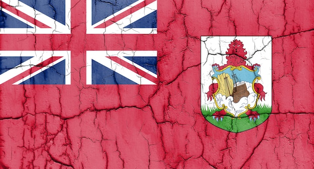 Drapeau des Bermudes sur fond texturé mur fissuré