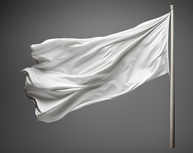 un drapeau blanc qui est agité sur un fond gris