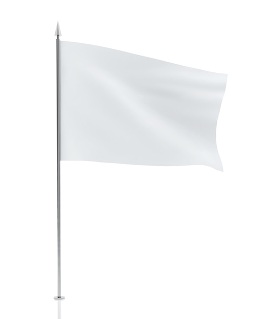 Drapeau blanc vide isolé sur fond blanc