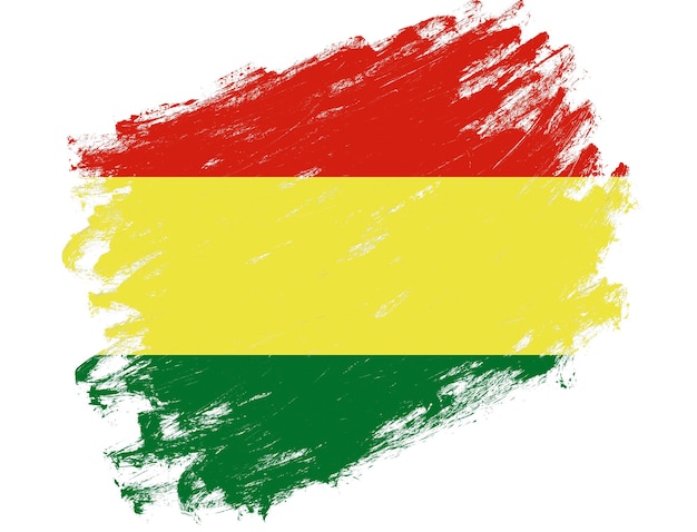 Drapeau de la bolivie peint sur un fond blanc de coup de pinceau grunge