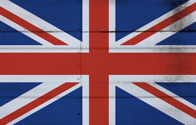 Drapeau britannique grunge sur métal clouté