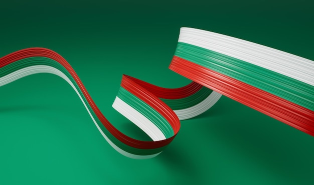 Drapeau de la Bulgarie 3d illustration sur fond vert