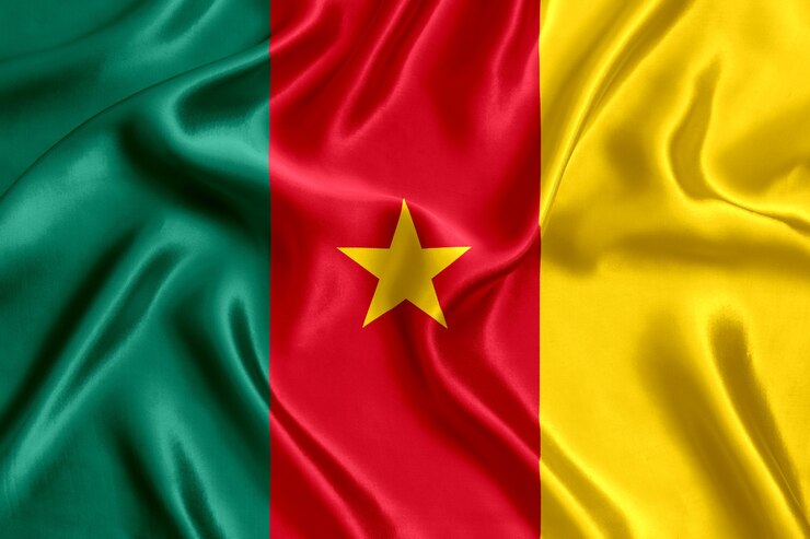 Drapeau Cameroun soie close-up background