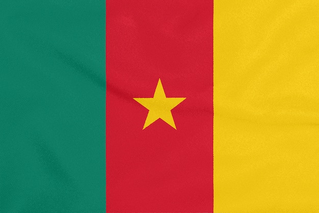 Photo drapeau camerounais sur tissu texturé