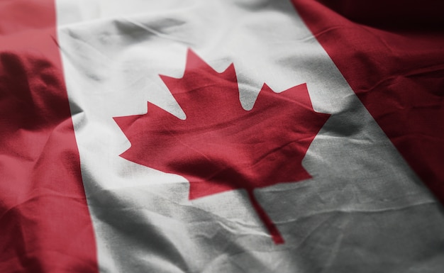 Photo drapeau canada, rumpled, gros plan